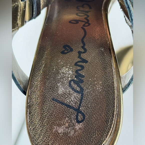 Lanvin Gold Metallic Leather Ankle Heels Sz 39.5 - Picture 6 of 6